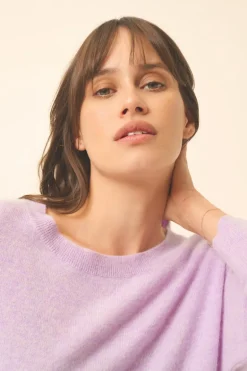 REBECCA pull col rond mauve chiné