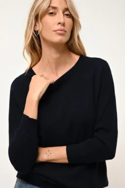 REBECCA pull col rond navy