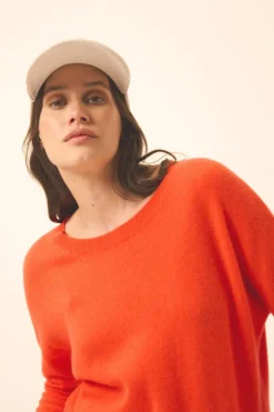 REBECCA pull col rond orange