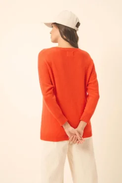 REBECCA pull col rond orange