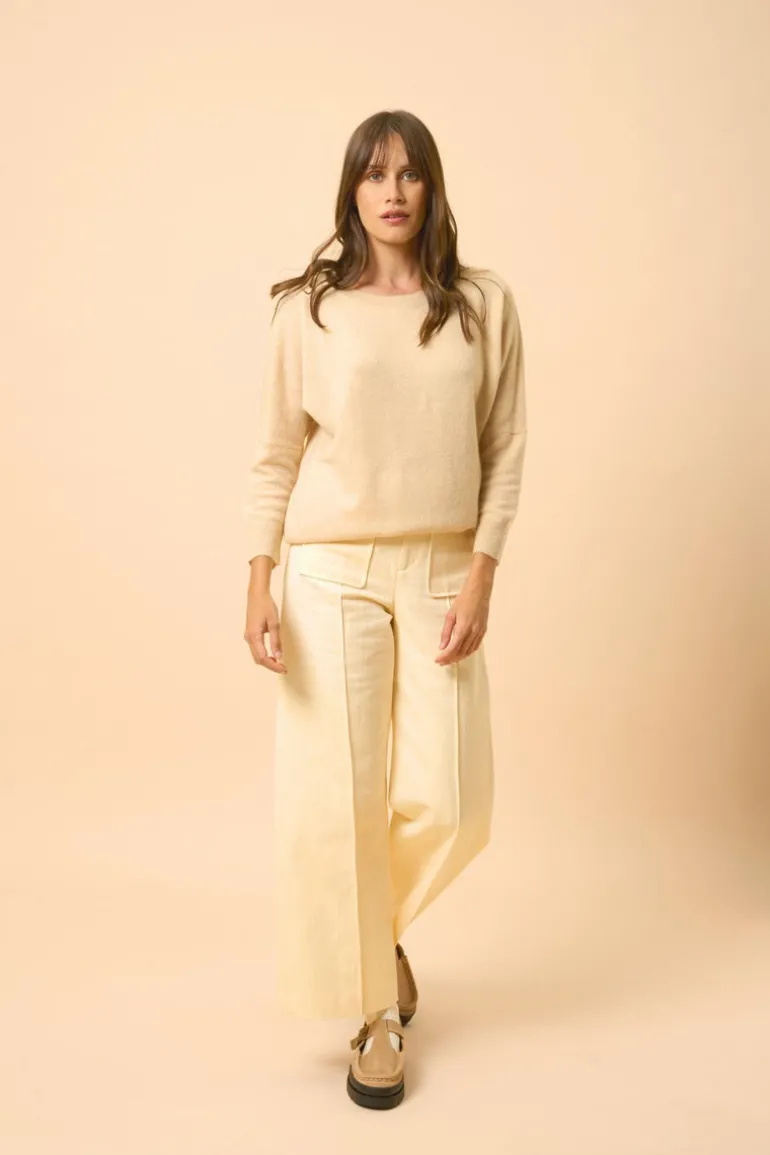 REBECCA pull col rond sable