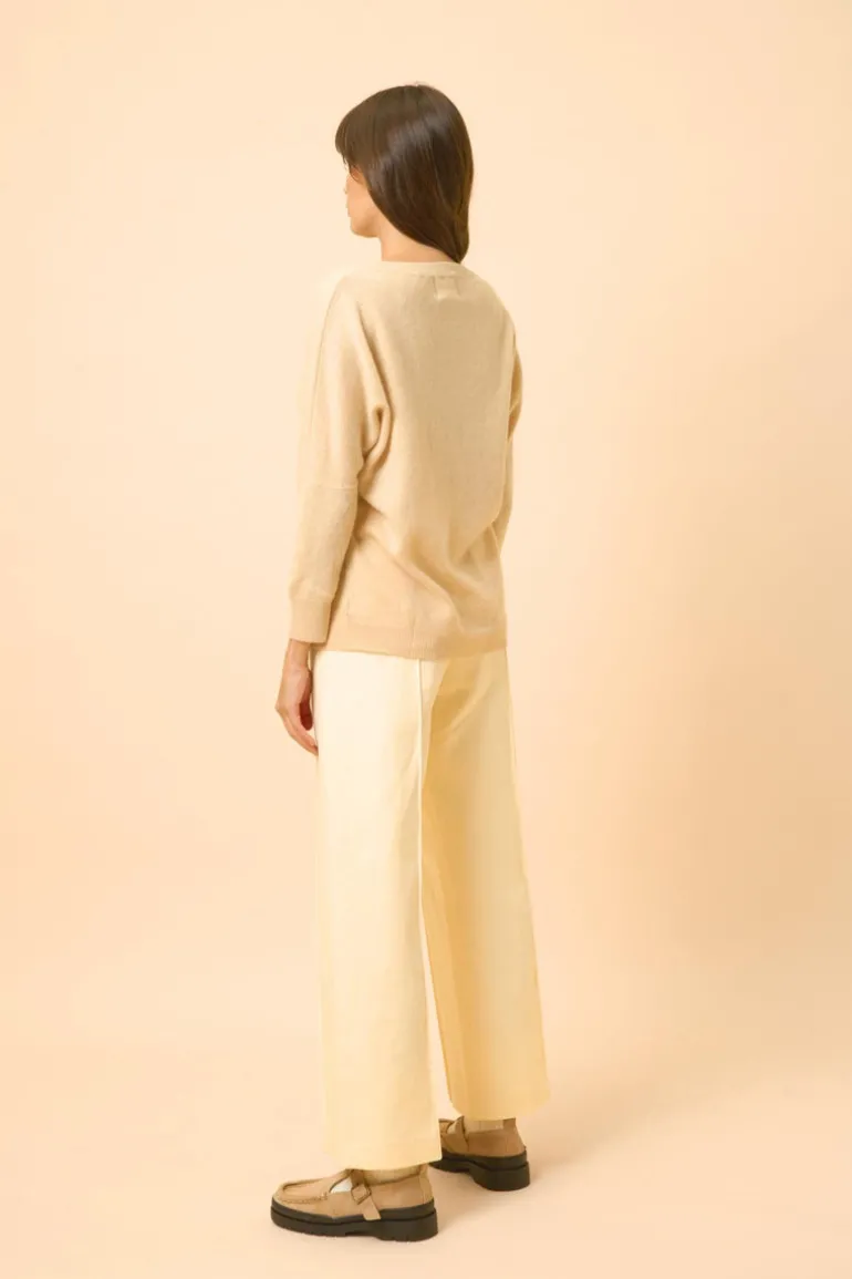 REBECCA pull col rond sable