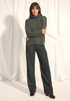 ROMANE pull col roulé anthracite chiné
