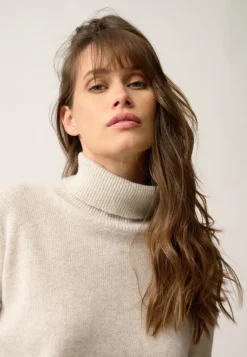 ROMANE pull col roulé gris perle chiné