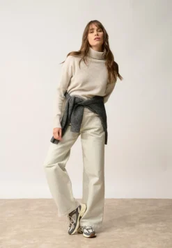 ROMANE pull col roulé gris perle chiné