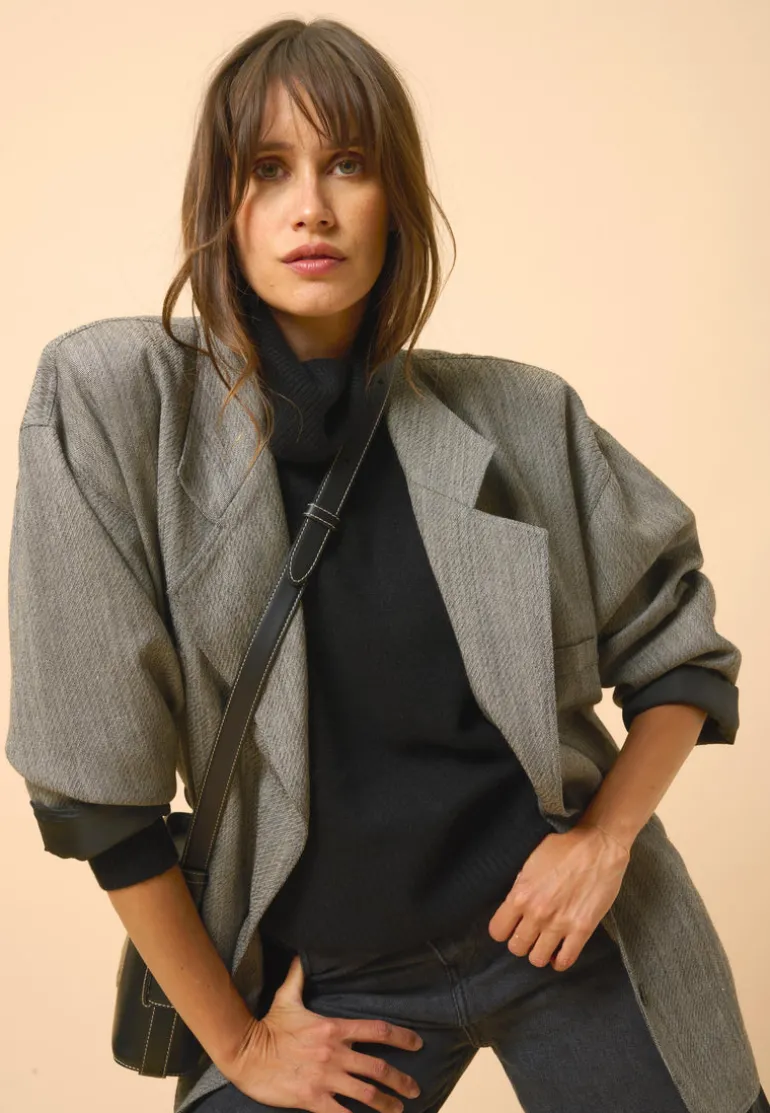 ROMANE pull col roulé noir