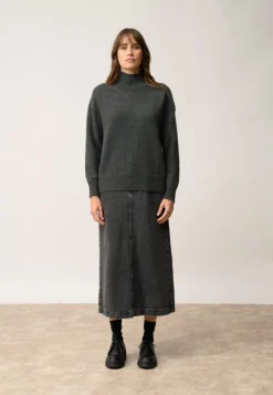 ROMY pull col montant carbone chiné