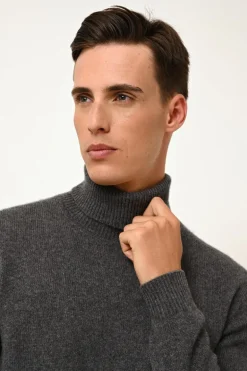 SACHA pull col roulé anthracite chiné