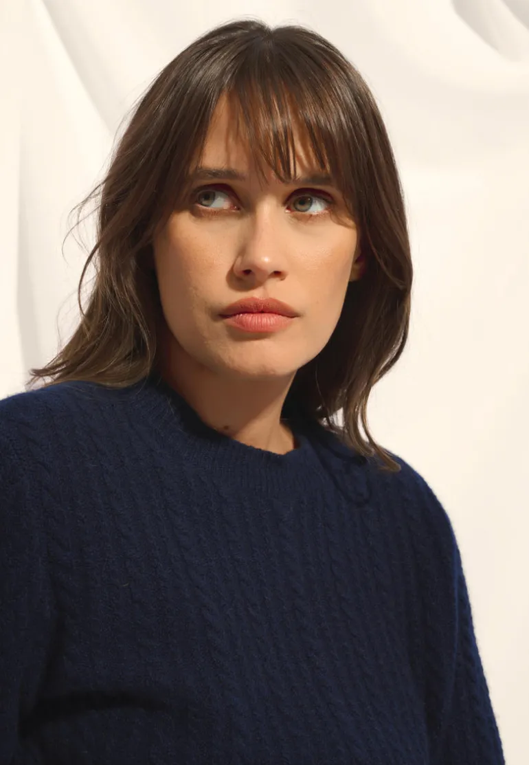 SARAH pull col rond navy