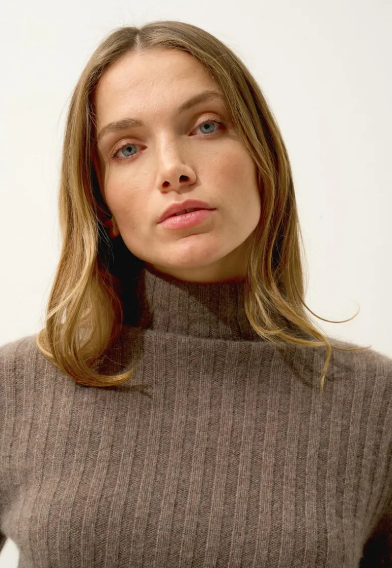 SUNNEVA pull col montant taupe chiné