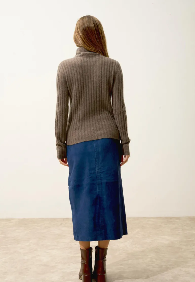 SUNNEVA pull col montant taupe chiné