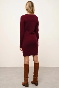 SUSAN robe col rond bordeaux