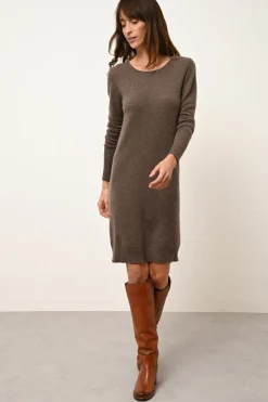 SUSAN robe col rond taupe chiné