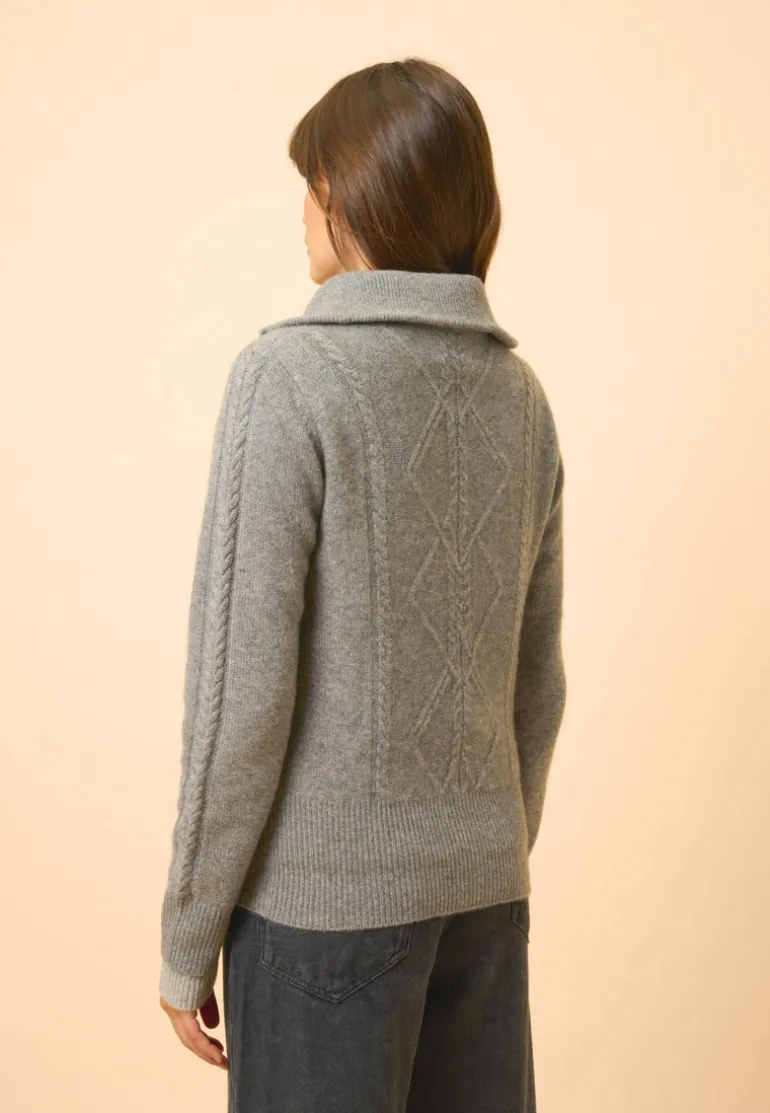 TALARA gilet col camionneur flanelle chiné