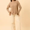 TESS pull col rond camel chiné