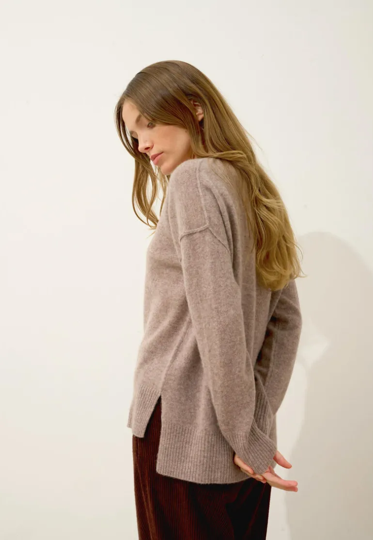 TESS pull col rond caribou chiné