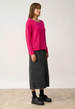 TESS pull col rond fuchsia