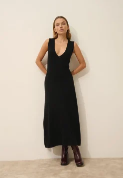 TESSA robe col v noir