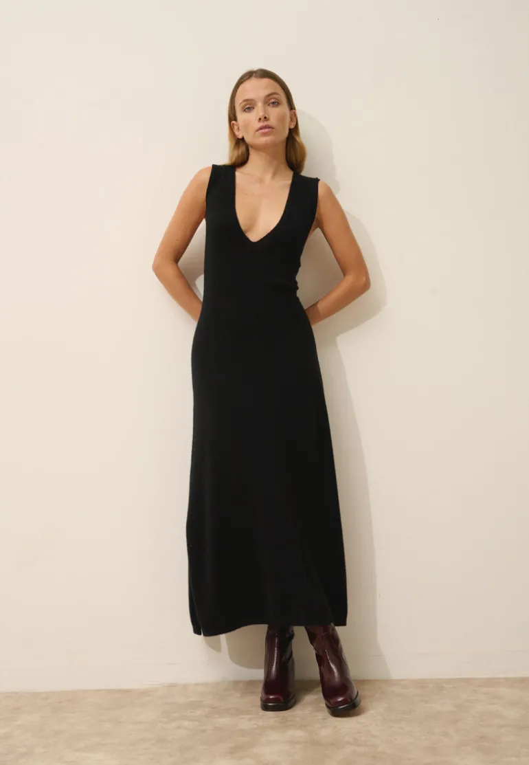 TESSA robe col v noir