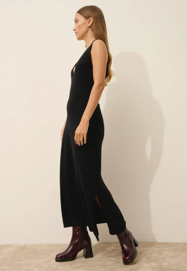 TESSA robe col v noir