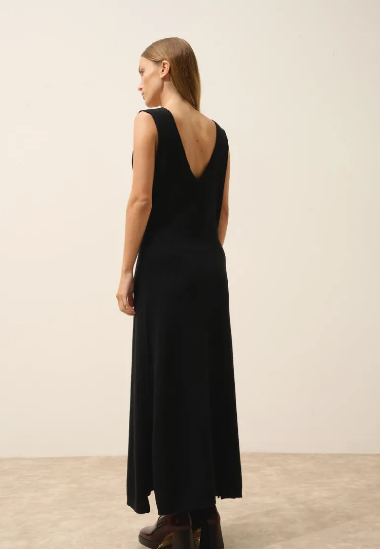 TESSA robe col v noir