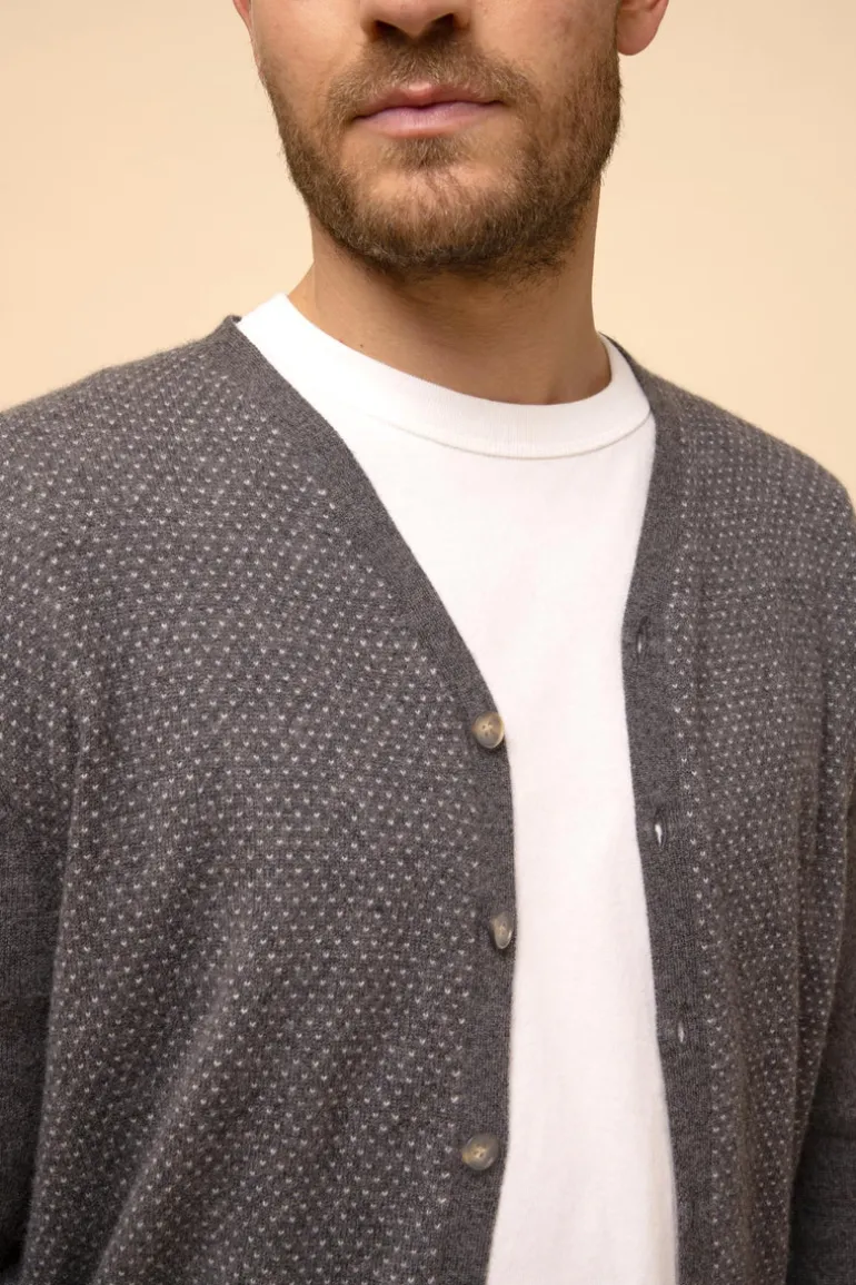 THEA cardigan col v anthracite chiné