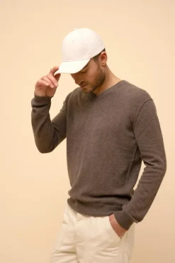 TOM pull col v taupe chiné