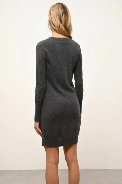 TRACY robe col v anthracite chiné