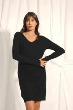 TRACY robe col v noir