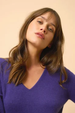 TRACY robe col v purple