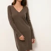 TRACY robe col v taupe chiné