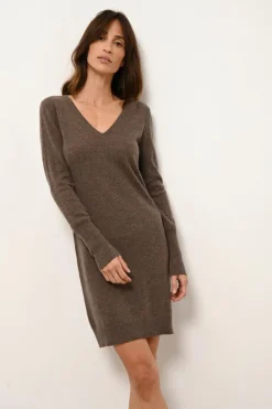 TRACY robe col v taupe chiné