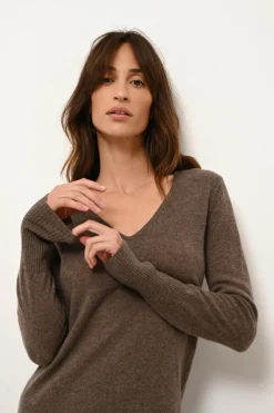 TRACY robe col v taupe chiné