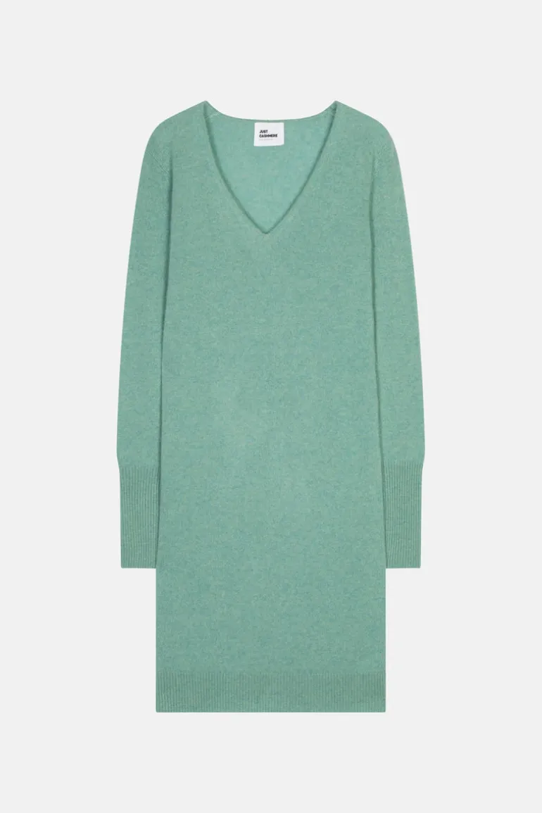 TRACY robe col v vert chiné