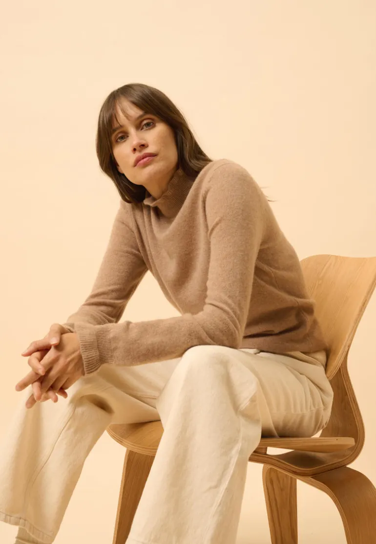 TRILA pull col montant camel chiné