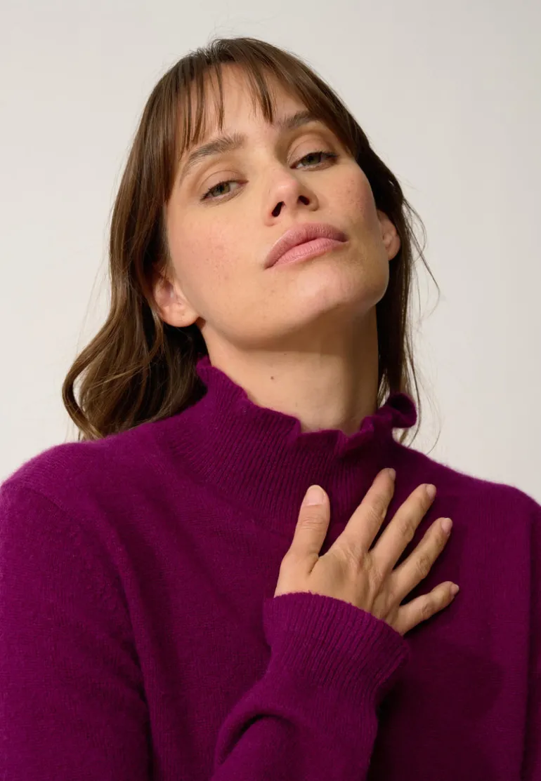 TRILA pull col montant prune
