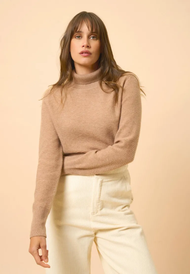 UDNY pull col roulé camel chiné