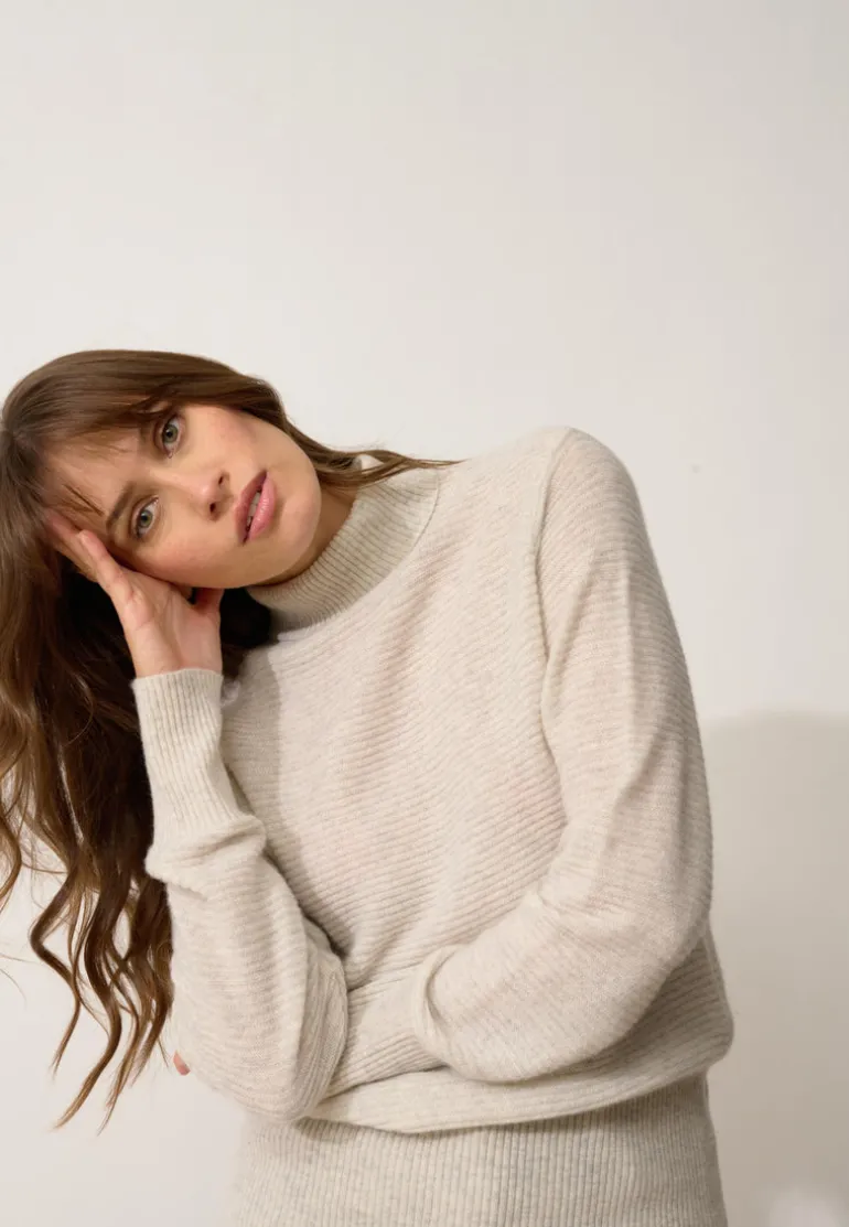 UDNY pull col roulé gris perle chiné