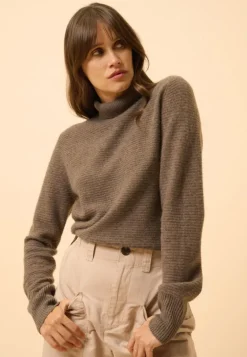 UDNY pull col roulé taupe chiné