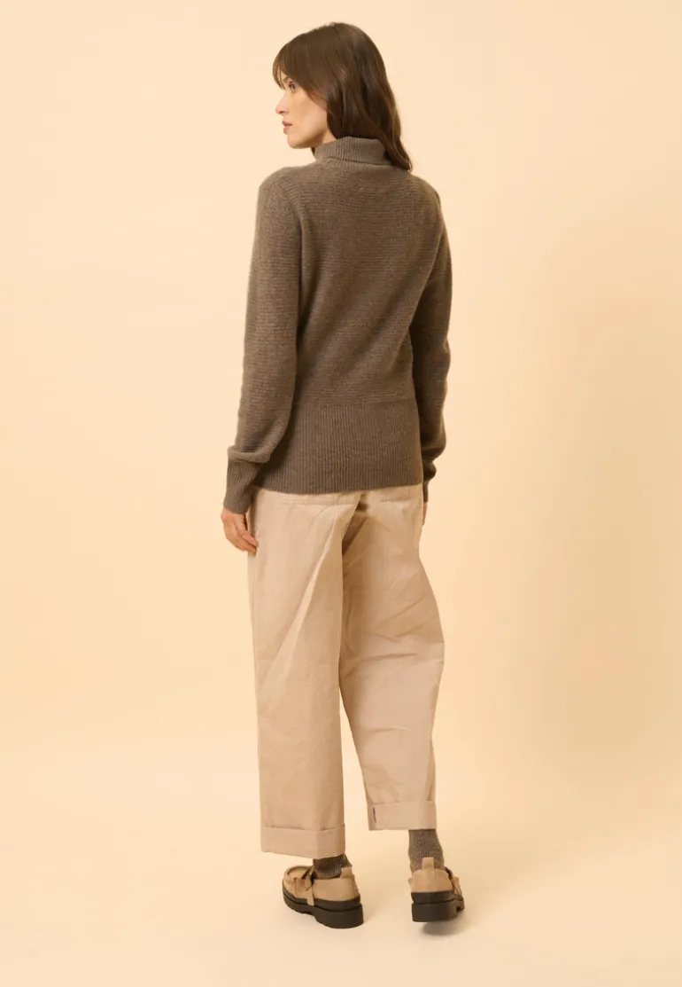 UDNY pull col roulé taupe chiné