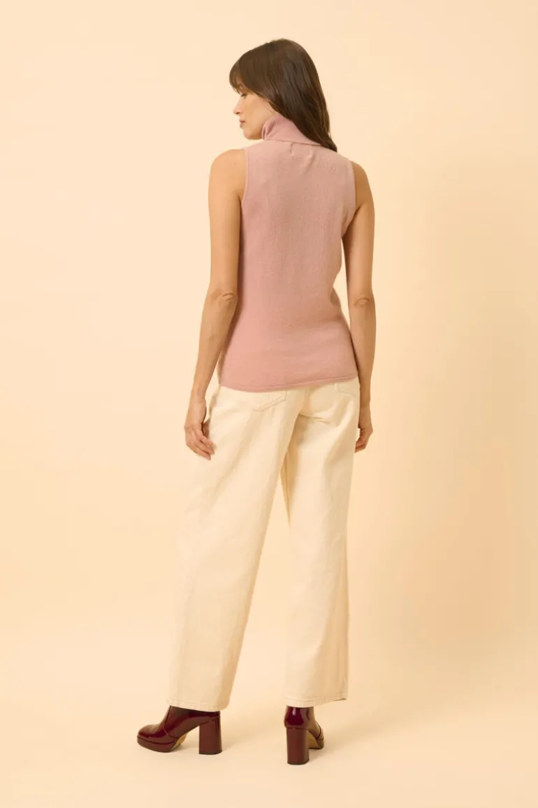 VIOLET pull col roulé bois de rose