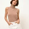 VIOLET pull col roulé camel chiné