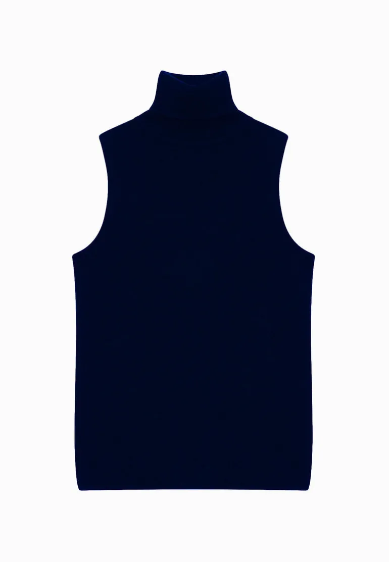 VIOLET pull col roulé navy