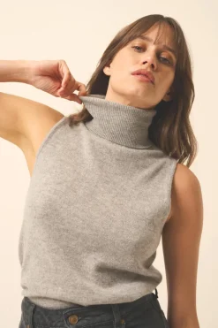 VIOLET pull col roulé nuage chiné