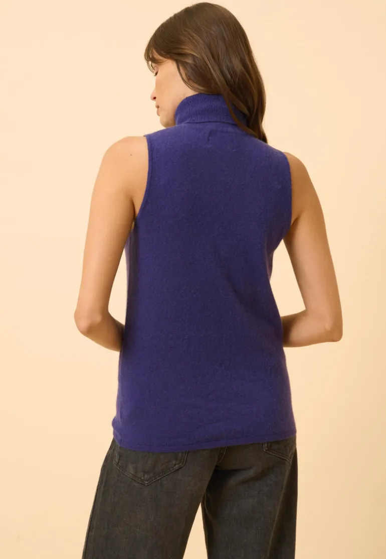 VIOLET pull col roulé purple