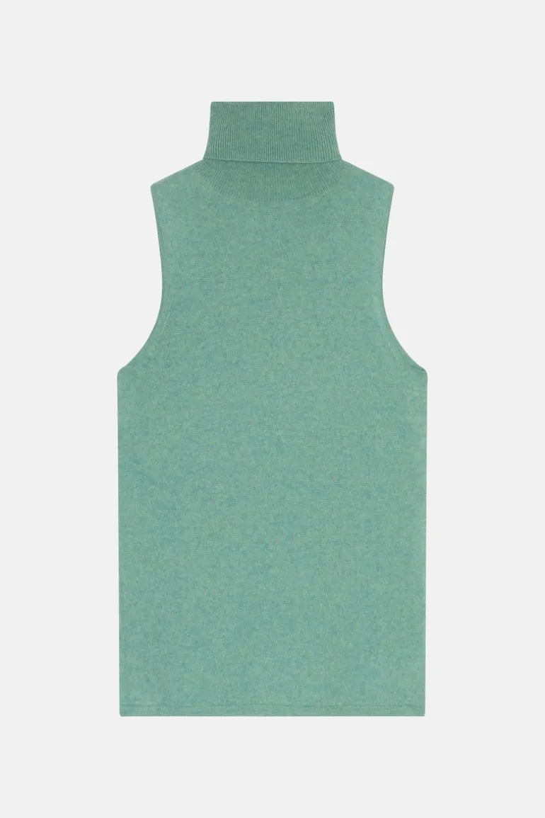 VIOLET top col tortue vert chiné