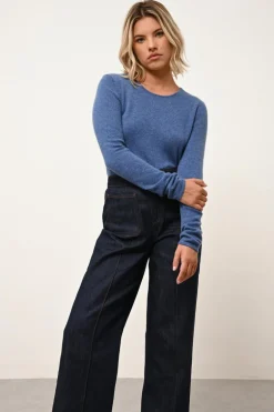 VIVIAN pull col rond bleu denim