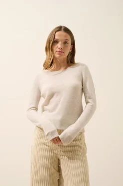 VIVIAN pull col rond gris perle chiné