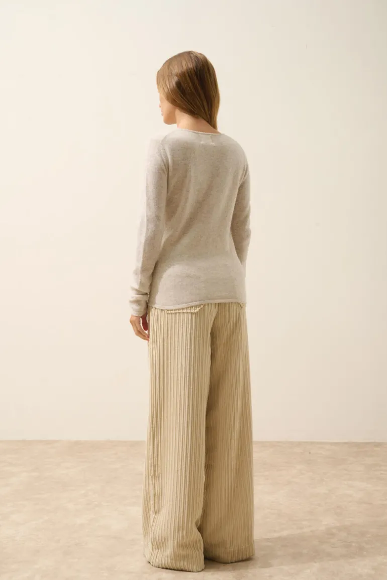 VIVIAN pull col rond gris perle chiné