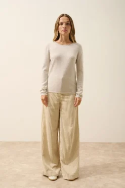 VIVIAN pull col rond gris perle chiné